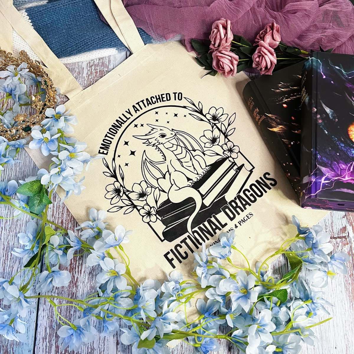 Tote bag “Emotionally Attached to Fictional Dragons”